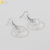 Simple Natural Stone Agate Crystal Round Earrings With Copper Accessories Peace Buckle Style Jewelry