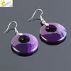 Simple Natural Stone Agate Crystal Round Earrings With Copper Accessories Peace Buckle Style Jewelry