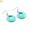 Simple Natural Stone Agate Crystal Round Earrings With Copper Accessories Peace Buckle Style Jewelry