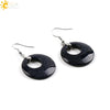 Simple Natural Stone Agate Crystal Round Earrings With Copper Accessories Peace Buckle Style Jewelry