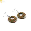 Simple Natural Stone Agate Crystal Round Earrings With Copper Accessories Peace Buckle Style Jewelry