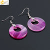 Simple Natural Stone Agate Crystal Round Earrings With Copper Accessories Peace Buckle Style Jewelry