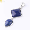 Simple Natural Stone Geometric Teardrop Double Layer Pendant With Electroplated Alloy Setting Unisex Jewelry