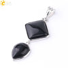 Simple Natural Stone Geometric Teardrop Double Layer Pendant With Electroplated Alloy Setting Unisex Jewelry