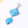 Simple Natural Stone Geometric Teardrop Double Layer Pendant With Electroplated Alloy Setting Unisex Jewelry