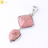 Simple Natural Stone Geometric Teardrop Double Layer Pendant With Electroplated Alloy Setting Unisex Jewelry
