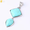 Simple Natural Stone Geometric Teardrop Double Layer Pendant With Electroplated Alloy Setting Unisex Jewelry