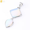 Simple Natural Stone Geometric Teardrop Double Layer Pendant With Electroplated Alloy Setting Unisex Jewelry