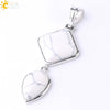 Simple Natural Stone Geometric Teardrop Double Layer Pendant With Electroplated Alloy Setting Unisex Jewelry