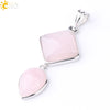 Simple Natural Stone Geometric Teardrop Double Layer Pendant With Electroplated Alloy Setting Unisex Jewelry