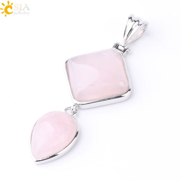 Simple Natural Stone Geometric Teardrop Double Layer Pendant With Electroplated Alloy Setting Unisex Jewelry