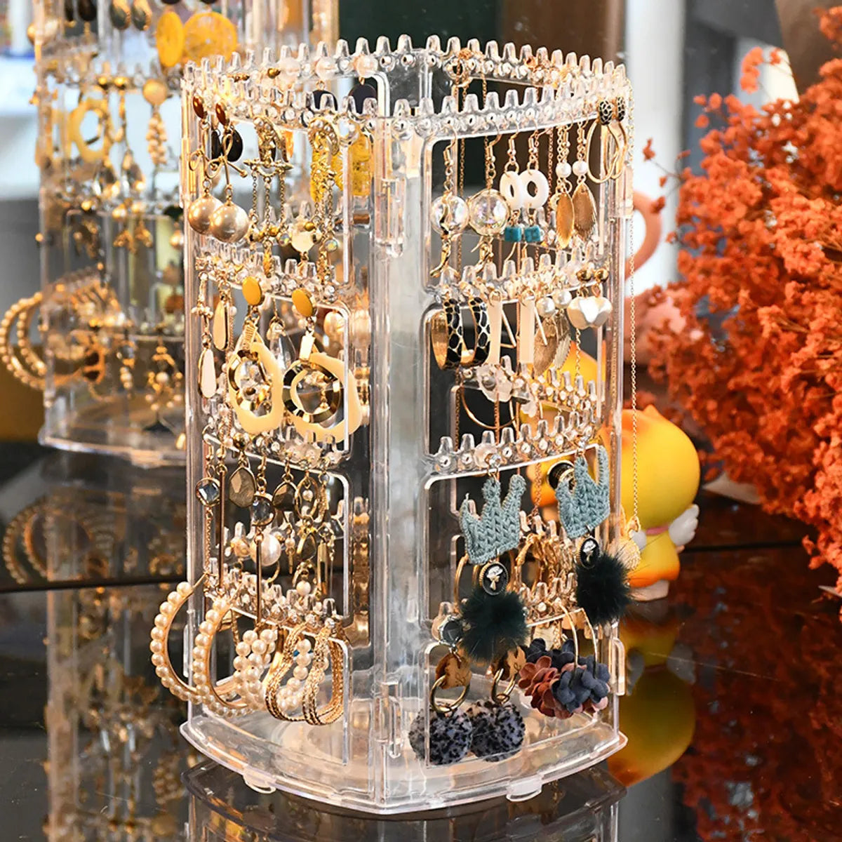 Simple New 360-Degree Rotating Jewelry Display Rack Ear Clip Earrings ...