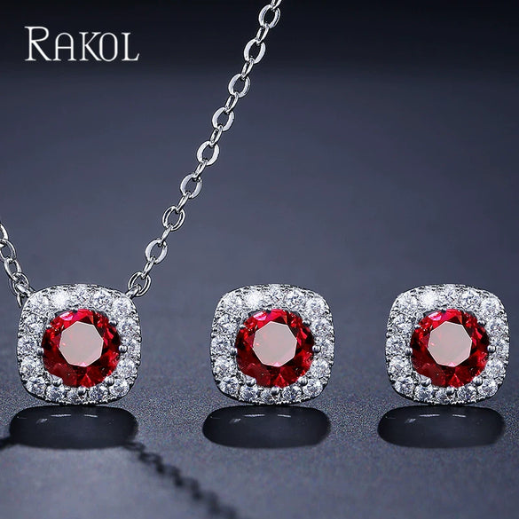 Simple New Fashion Set Versatile Square Necklace Earrings Jewelry Set