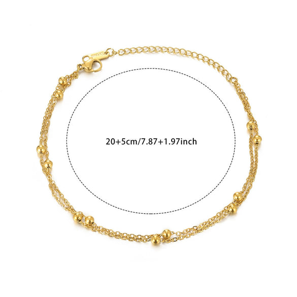 Simple New Style 18K Gold Plated Stainless Steel Women's Anklet With Heart Shaped Cross And Luo Blade Chain