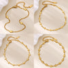 Simple New Style 18K Gold Plated Stainless Steel Women's Anklet With Heart Shaped Cross And Luo Blade Chain