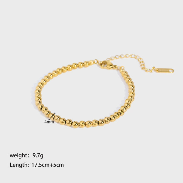 Simple New Titanium Steel And Stainless Steel Women's Bracelet With Steel Balls And Geometric Design Pvd Furnace Real Gold Treated
