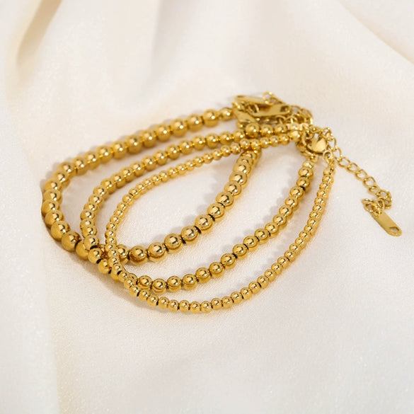 Simple New Titanium Steel And Stainless Steel Women's Bracelet With Steel Balls And Geometric Design Pvd Furnace Real Gold Treated