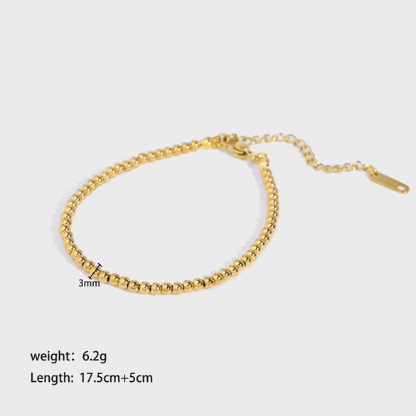 Simple New Titanium Steel And Stainless Steel Women's Bracelet With Steel Balls And Geometric Design Pvd Furnace Real Gold Treated