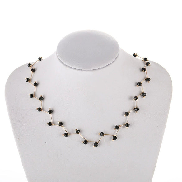Simple Niche Black Crystal Short Clavicle Chain Female  Wholesale Socialite White Collar Accessories Necklace