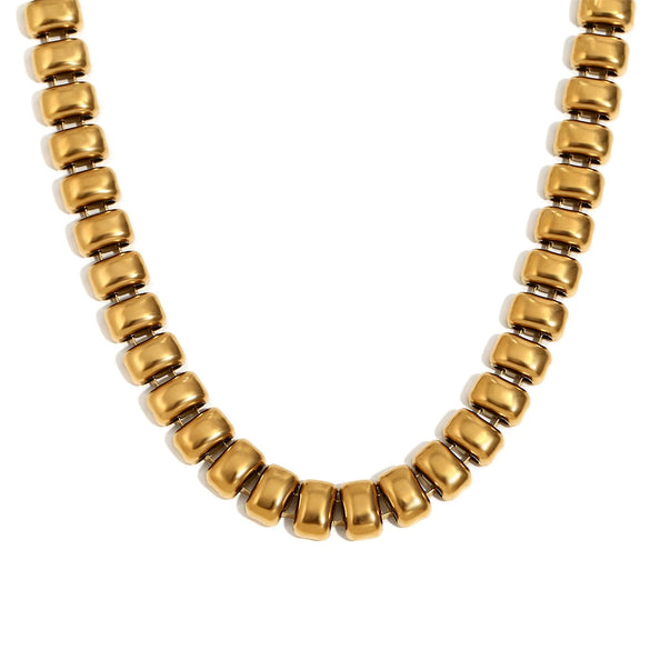 Simple Niche Design Creative Women's Stainless Steel And Titanium Steel Geometric Fashion Elastic Peas Bracelet And Necklace With 18K Gold Plated Electroplating Treatment