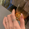 Simple Niche Design Opening Ring For Women Copper Electroplated With Bow Pattern
