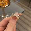 Simple Niche Design Opening Ring For Women Copper Electroplated With Bow Pattern