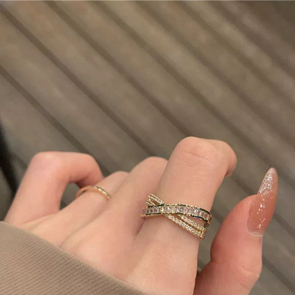Simple Niche Design Opening Ring For Women Copper Electroplated With Bow Pattern