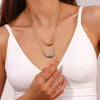 Simple Niche Design Stainless Steel 18K Gold Plated Arc Vshape Pendant Snake Bone Chain Necklace For Women With Geometric Styling And Electroplating Treatment