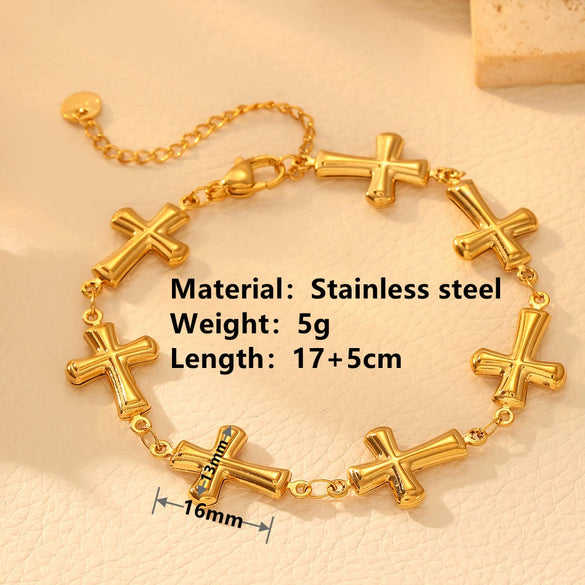 Simple Niche Geometric Circle Women's Cold Style Shell Cross Glow Hollow Titanium Steel Bracelet With Electroplating