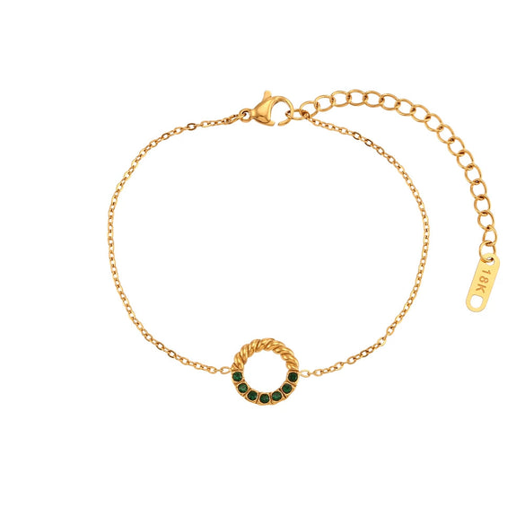 Simple Niche Light Luxury Stainless Steel Twist Circle Halfinlaid Women's Bracelet Jewelry With Geometric Design And Electroplating Treatment