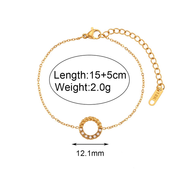 Simple Niche Light Luxury Stainless Steel Twist Circle Halfinlaid Women's Bracelet Jewelry With Geometric Design And Electroplating Treatment