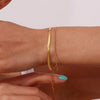 Simple Niche Light Luxury Women's Stainless Steel Doublelayer Stitching Bracelet With Golden Snake Chain And Blade Chain Geometric Style Electroplated