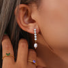 Simple Niche Light Luxury Women's Stainless Steel Freshwater Pearl Earrings With Zircon Chain And Geometric Design Electroplated