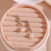 Simple Niche Light Luxury Women's Stainless Steel Freshwater Pearl Earrings With Zircon Chain And Geometric Design Electroplated