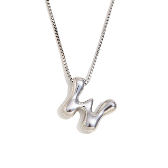 Simple Niche Personality Hip Hop Explosions Stainless Steel 18K Gold Plated Bubble Letter Necklace For Women