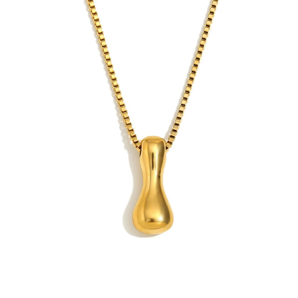 Simple Niche Personality Hip Hop Explosions Stainless Steel 18K Gold Plated Bubble Letter Necklace For Women