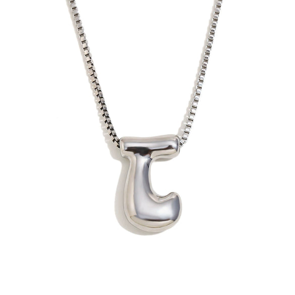 Simple Niche Personality Hip Hop Explosions Stainless Steel 18K Gold Plated Bubble Letter Necklace For Women