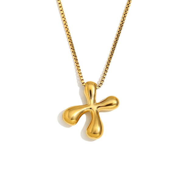 Simple Niche Personality Hip Hop Explosions Stainless Steel 18K Gold Plated Bubble Letter Necklace For Women