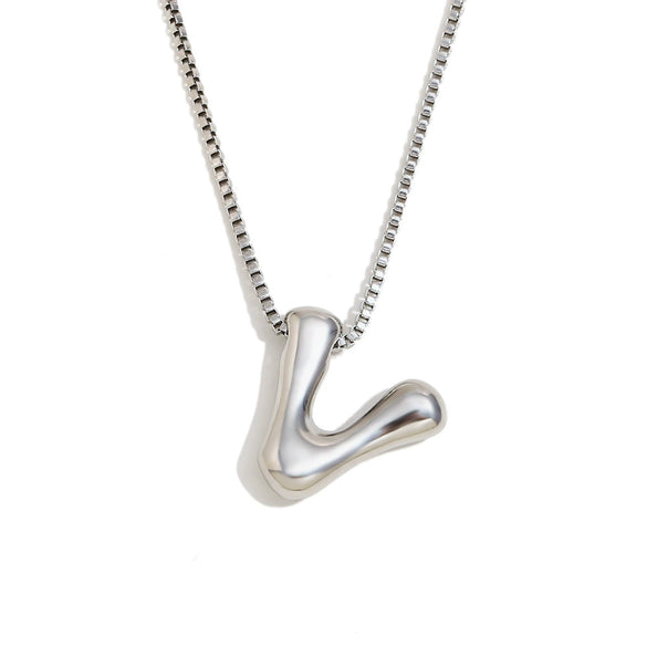 Simple Niche Personality Hip Hop Explosions Stainless Steel 18K Gold Plated Bubble Letter Necklace For Women