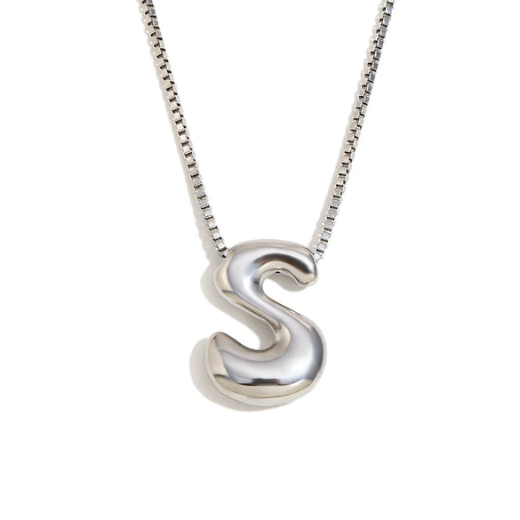 Simple Niche Personality Hip Hop Explosions Stainless Steel 18K Gold Plated Bubble Letter Necklace For Women