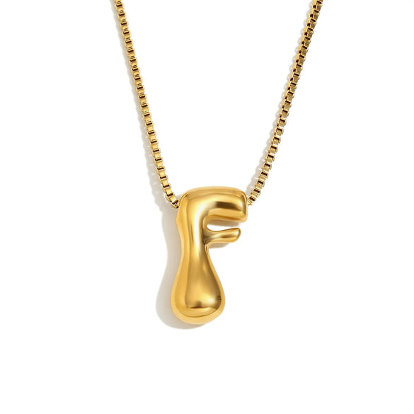 Simple Niche Personality Hip Hop Explosions Stainless Steel 18K Gold Plated Bubble Letter Necklace For Women