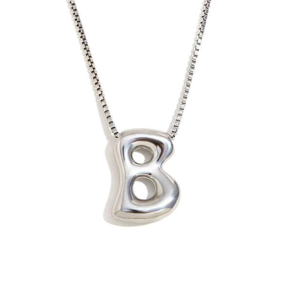 Simple Niche Personality Hip Hop Explosions Stainless Steel 18K Gold Plated Bubble Letter Necklace For Women