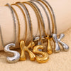 Simple Niche Personality Hip Hop Explosions Stainless Steel 18K Gold Plated Bubble Letter Necklace For Women