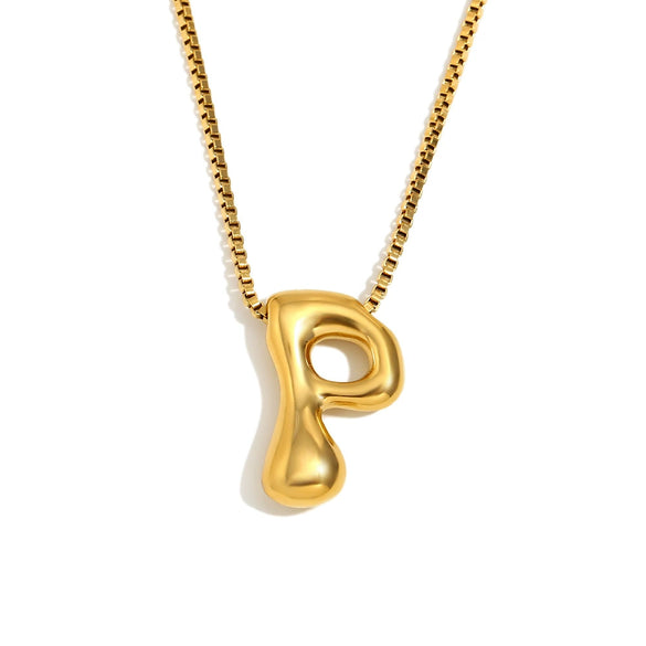 Simple Niche Personality Hip Hop Explosions Stainless Steel 18K Gold Plated Bubble Letter Necklace For Women