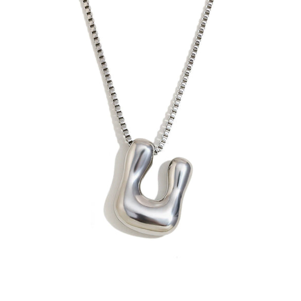 Simple Niche Personality Hip Hop Explosions Stainless Steel 18K Gold Plated Bubble Letter Necklace For Women