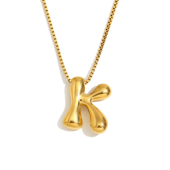 Simple Niche Personality Hip Hop Explosions Stainless Steel 18K Gold Plated Bubble Letter Necklace For Women