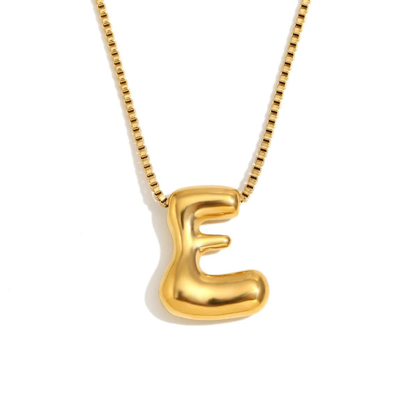 Simple Niche Personality Hip Hop Explosions Stainless Steel 18K Gold Plated Bubble Letter Necklace For Women