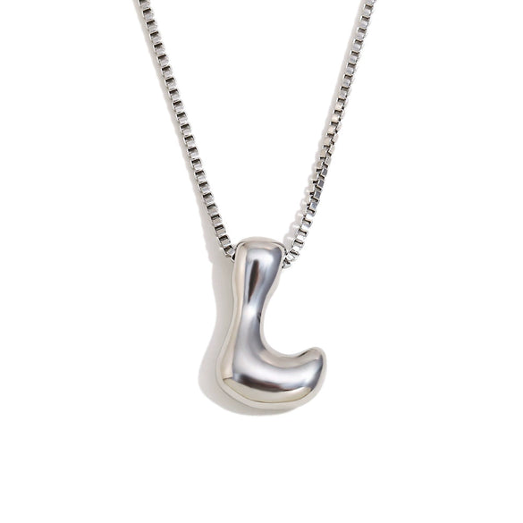 Simple Niche Personality Hip Hop Explosions Stainless Steel 18K Gold Plated Bubble Letter Necklace For Women