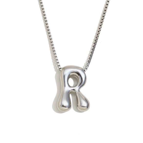 Simple Niche Personality Hip Hop Explosions Stainless Steel 18K Gold Plated Bubble Letter Necklace For Women