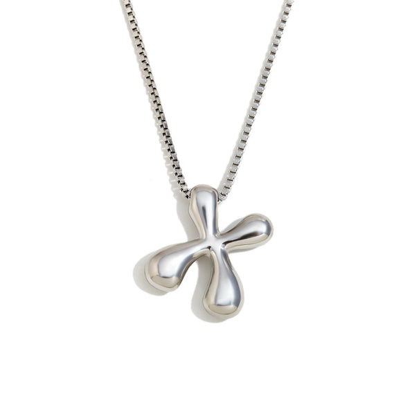 Simple Niche Personality Hip Hop Explosions Stainless Steel 18K Gold Plated Bubble Letter Necklace For Women